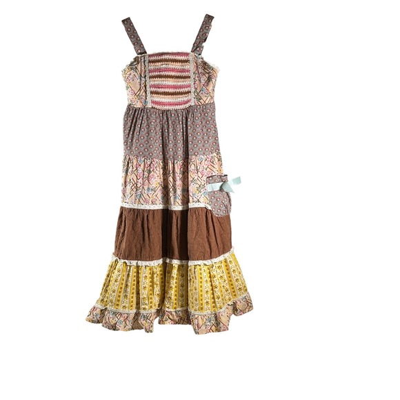 Matilda Jane Girls Patchwork Tiered Crochet Strappy Maxi Dress Size 6 - Picture 15 of 16